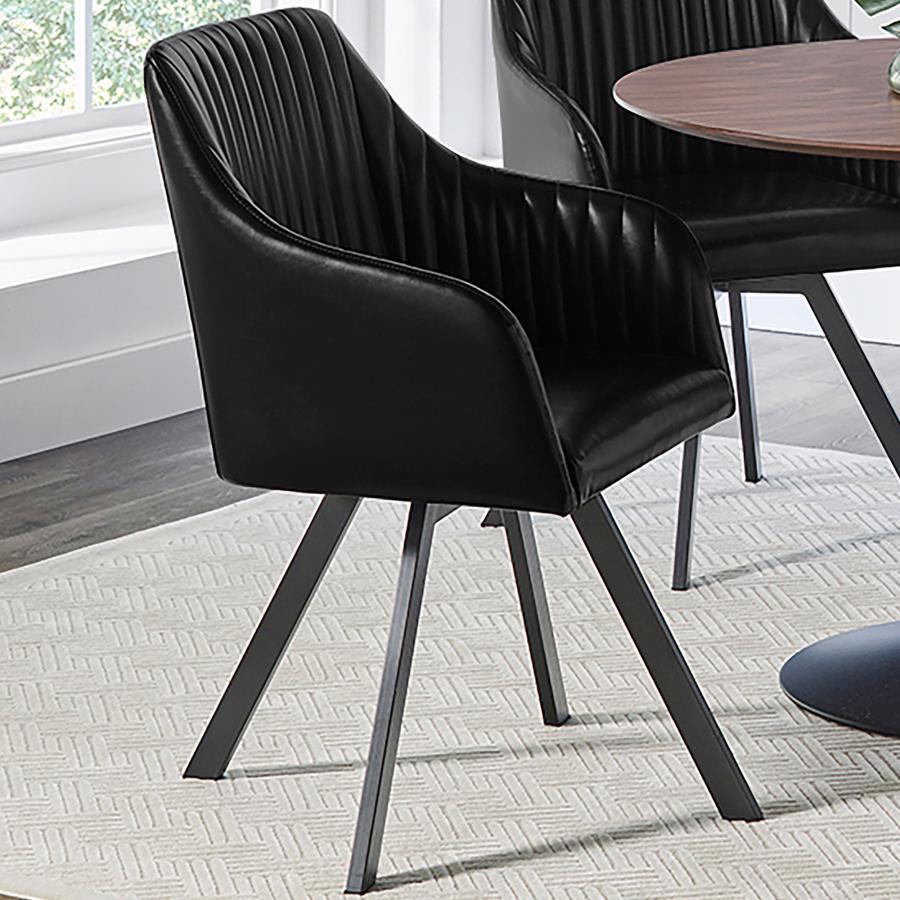 Arika Leatherette Upholstered Swivel Dining Arm Chair Black view 2
