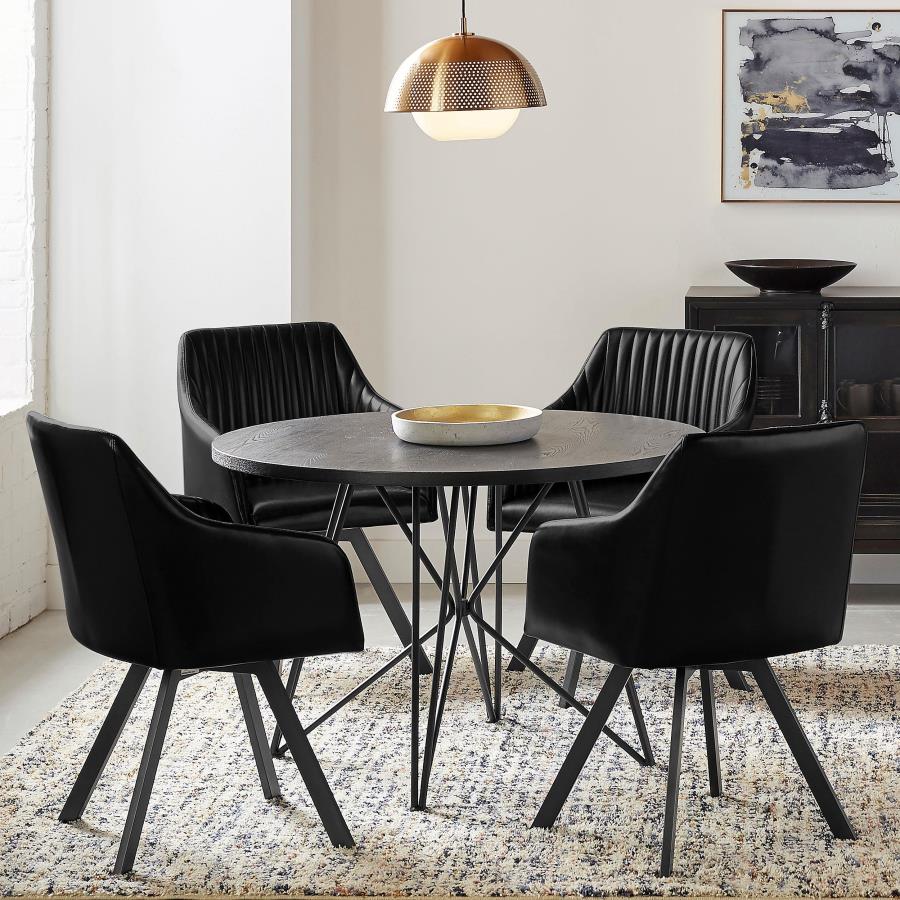 Arika Leatherette Upholstered Swivel Dining Arm Chair Black view 7