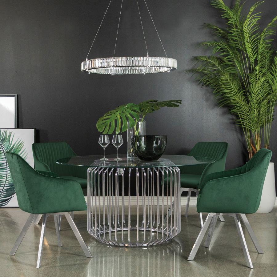 Veena Round Metal Dining Table Base Chrome view 3