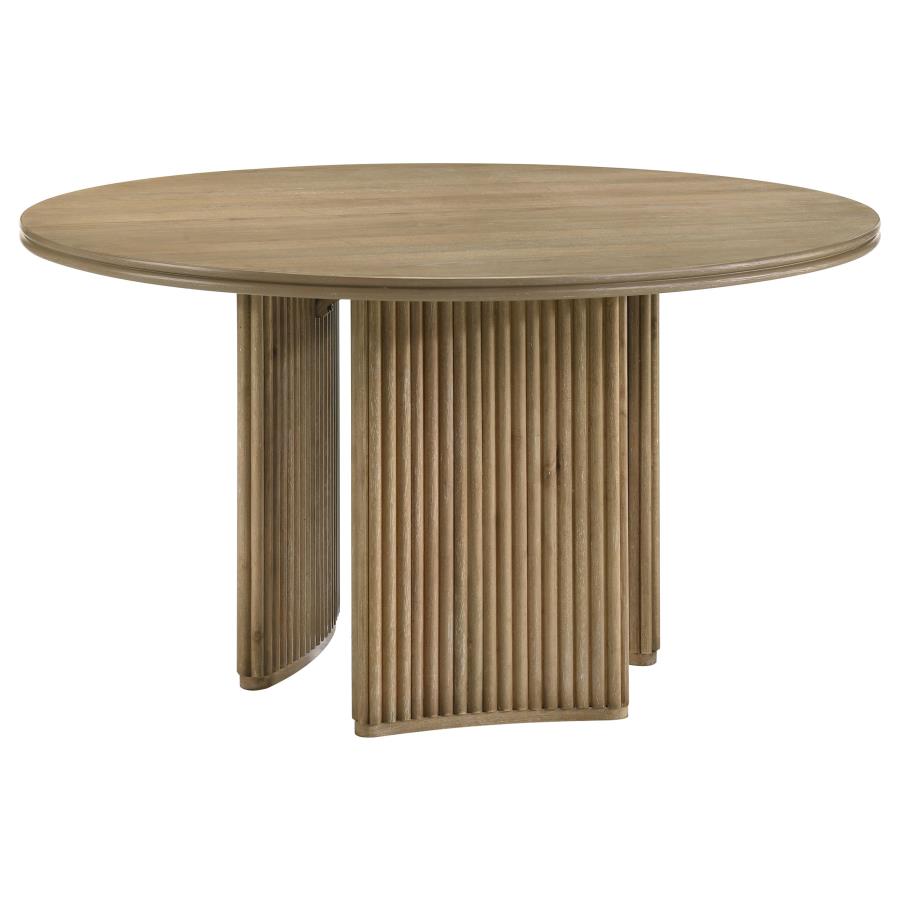 Adina 5-piece Round Dining Table Set Distressed Light Brown view 3