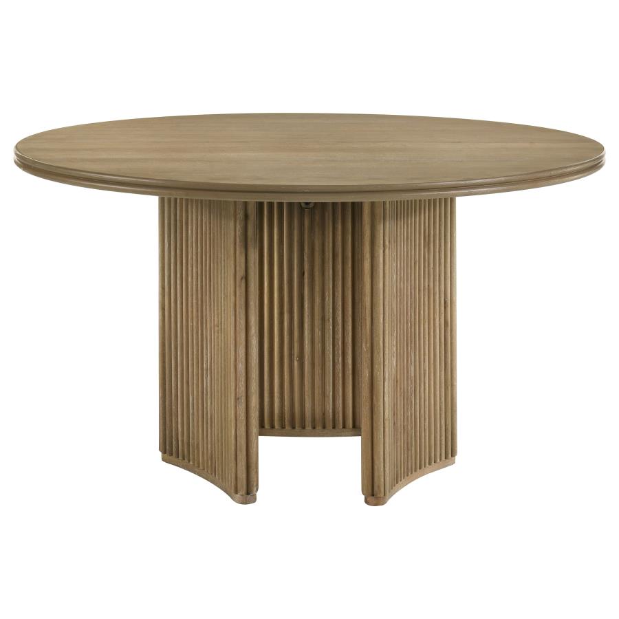 Adina 5-piece Round Dining Table Set Distressed Light Brown view 4