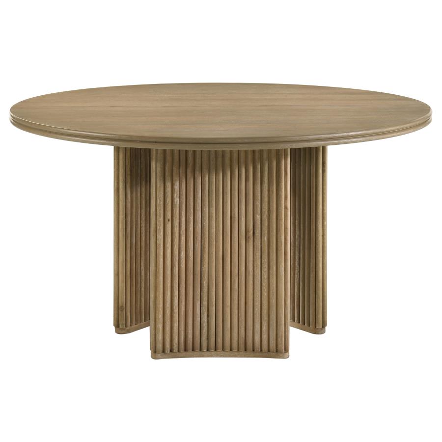 Adina 5-piece Round Dining Table Set Distressed Light Brown view 5
