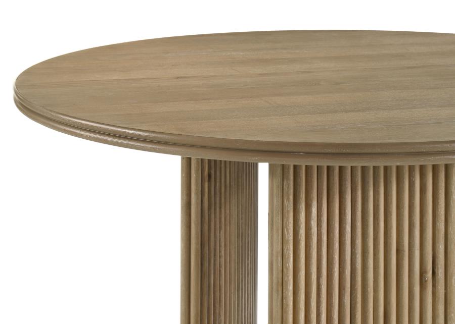 Adina 5-piece Round Dining Table Set Distressed Light Brown view 7