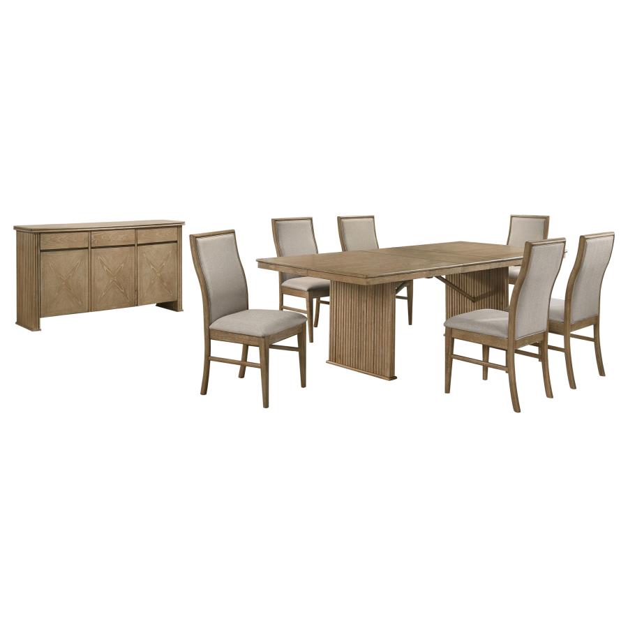 Adina 8-piece Extension Dining Set Distressed Light Brown view 2