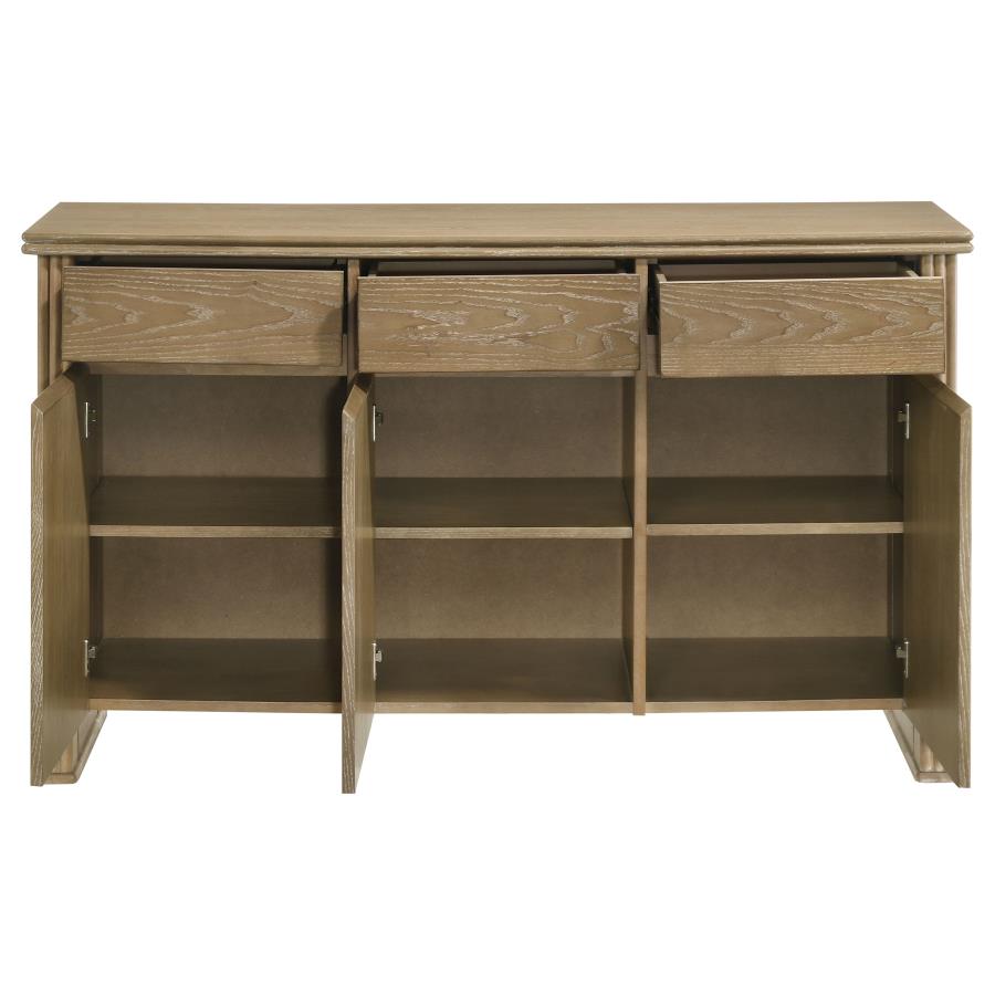 Adina 3-door 59-inch Sideboard Server Distressed Light Brown view 4