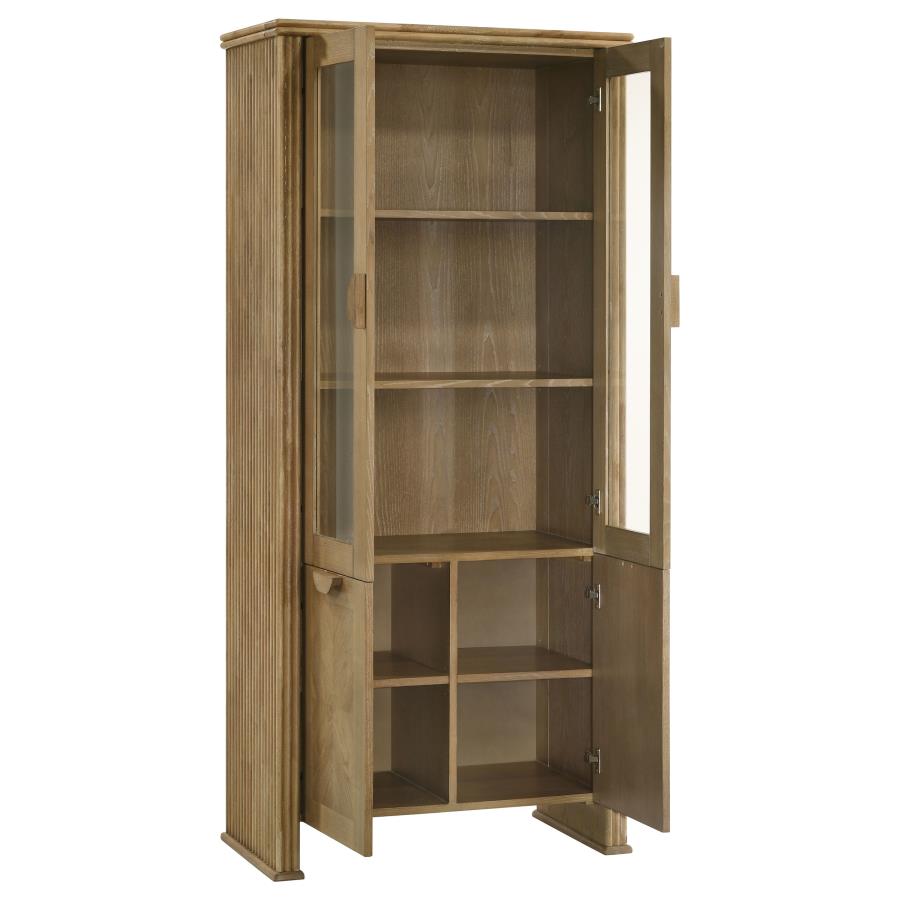Adina 77-inch Tall Display Cabinet Distressed Light Brown view 3