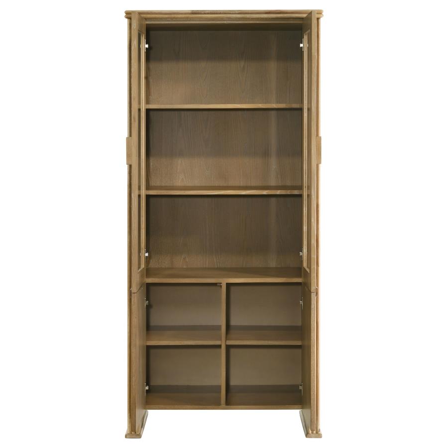 Adina 77-inch Tall Display Cabinet Distressed Light Brown view 5