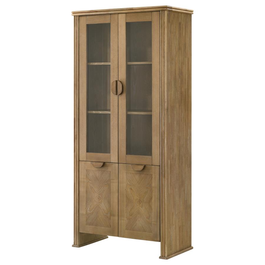 Adina 77-inch Tall Display Cabinet Distressed Light Brown view 6