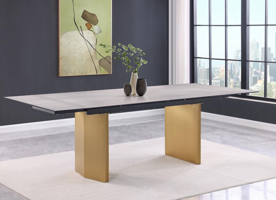 Vesa 97-inch Glass Top Extension Dining Table Beige view 3