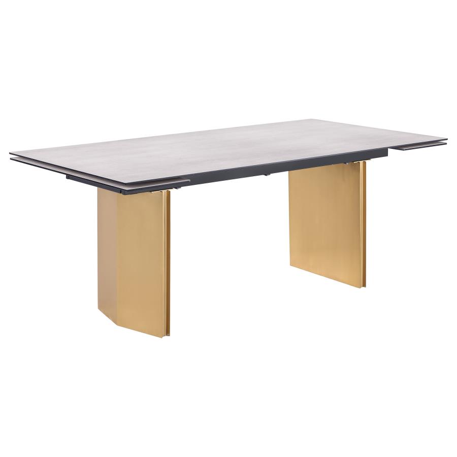 Vesa 97-inch Glass Top Extension Dining Table Beige view 4