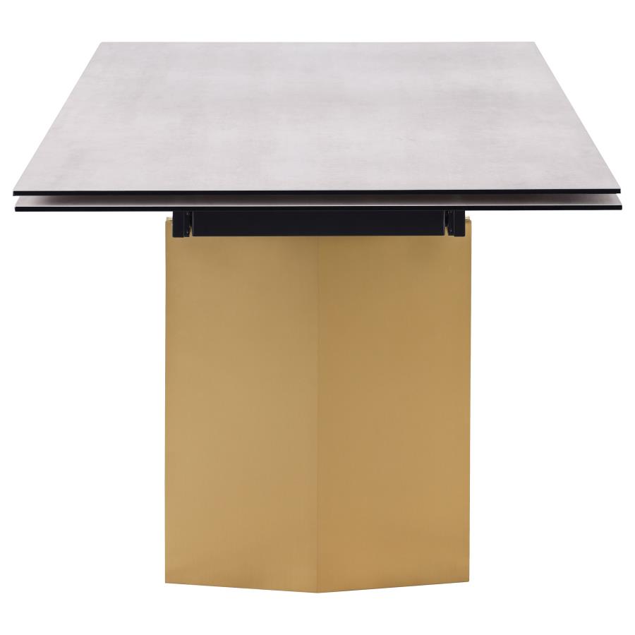 Vesa 97-inch Glass Top Extension Dining Table Beige view 7