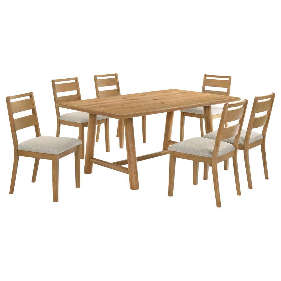 Duncan 7-piece Rectangular Wood Dining Table Set Washed Oak view 2