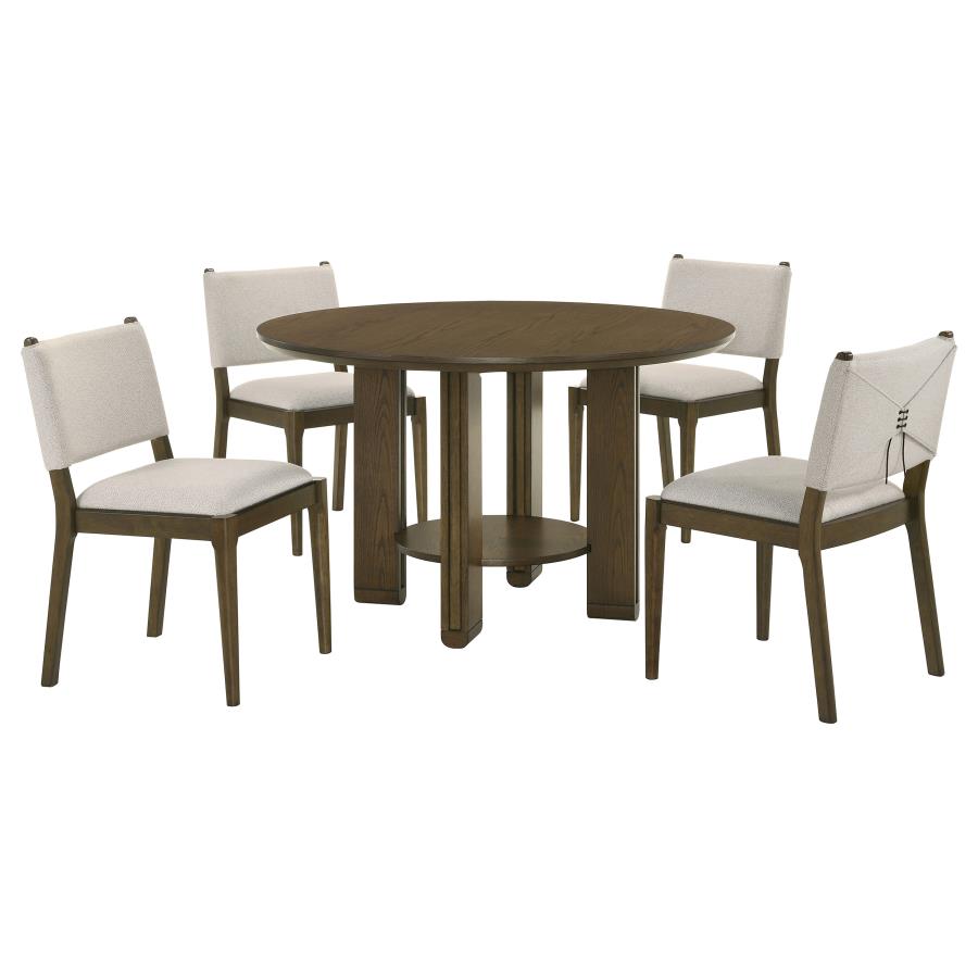 Ottowa 5-piece Round Wood Dining Room Table Set Brown view 2