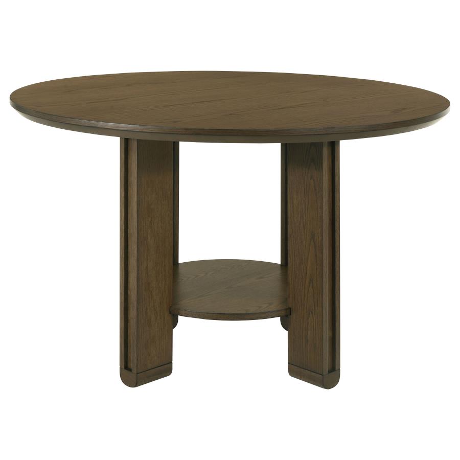 Ottowa 47-inch Round Wood Dining Table with Shelf Brown view 3