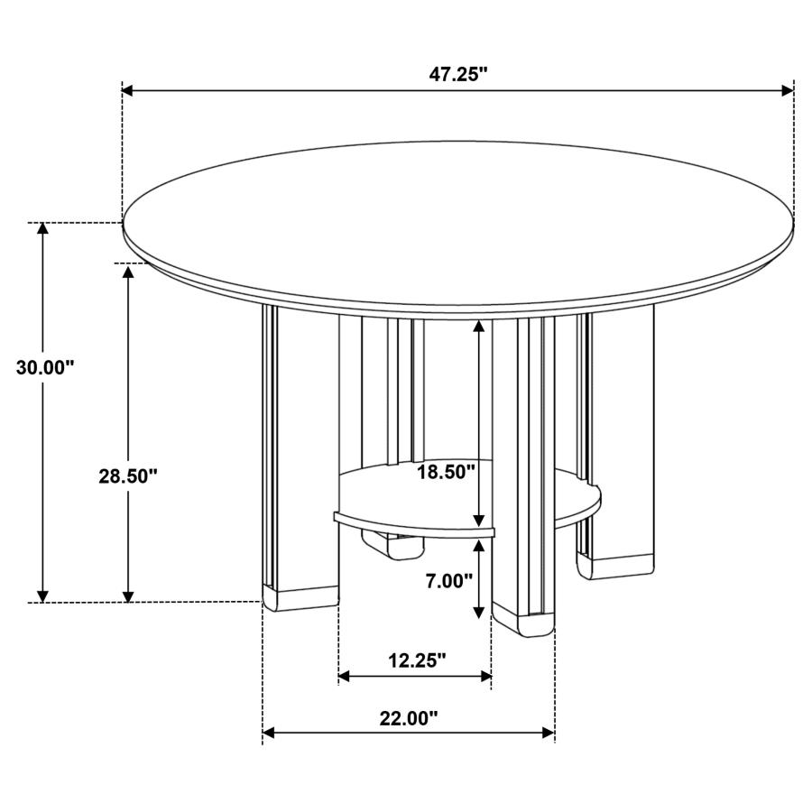 Ottowa 47-inch Round Wood Dining Table with Shelf Brown view 7