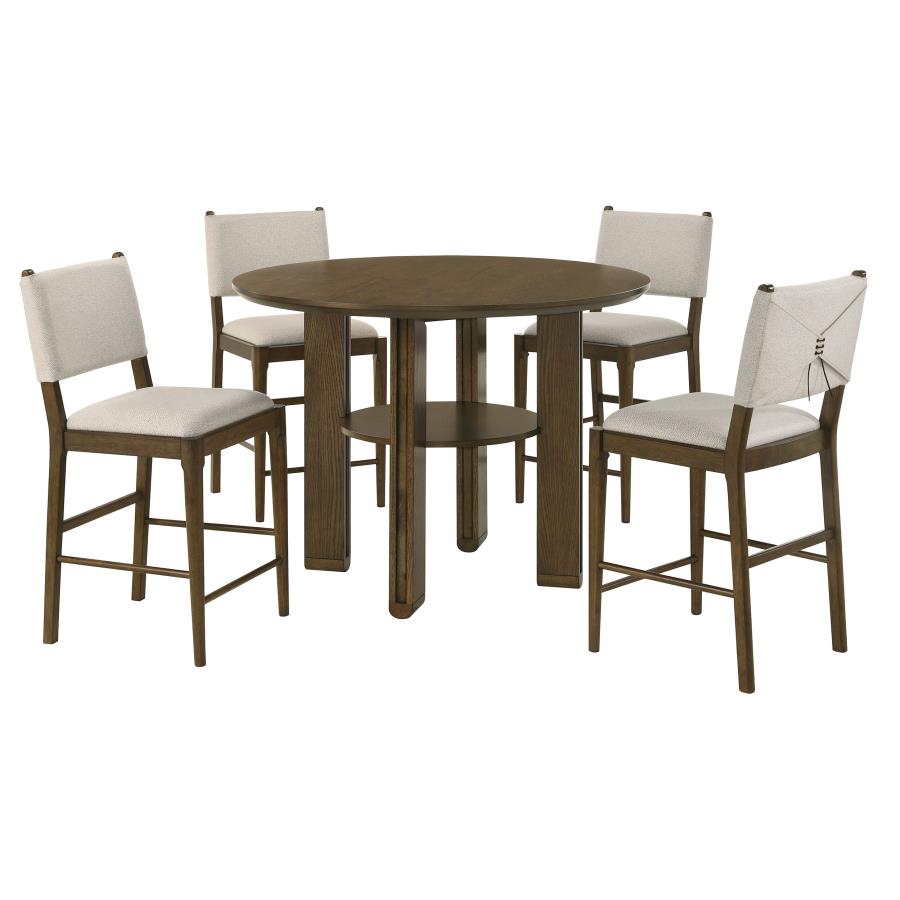 Ottowa 5-piece Round Counter Height Dining Room Set Brown view 2