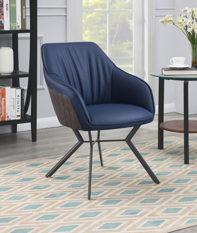 Mayer Upholstered Dining Arm Chair Blue and Brown (Set of 2) view 2