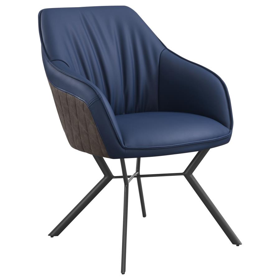 Mayer Upholstered Dining Arm Chair Blue and Brown (Set of 2) view 3