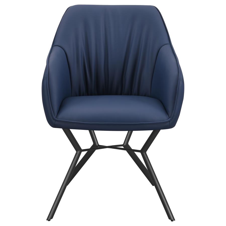 Mayer Upholstered Dining Arm Chair Blue and Brown (Set of 2) view 4