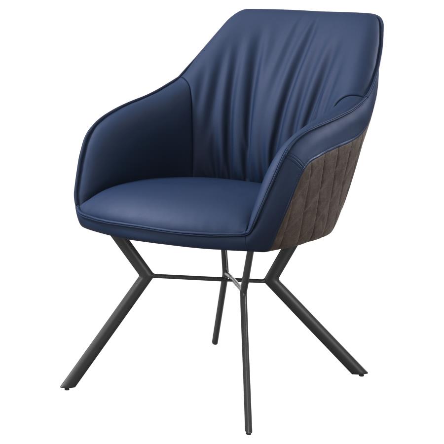 Mayer Upholstered Dining Arm Chair Blue and Brown (Set of 2) view 5