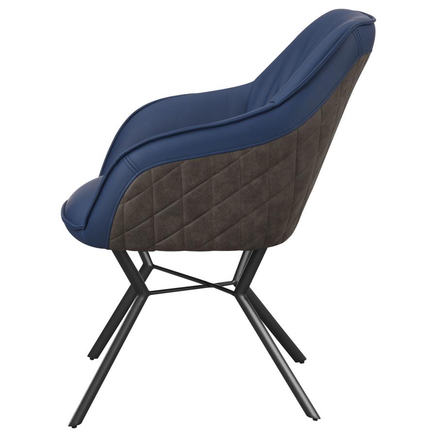 Mayer Upholstered Dining Arm Chair Blue and Brown (Set of 2) view 6