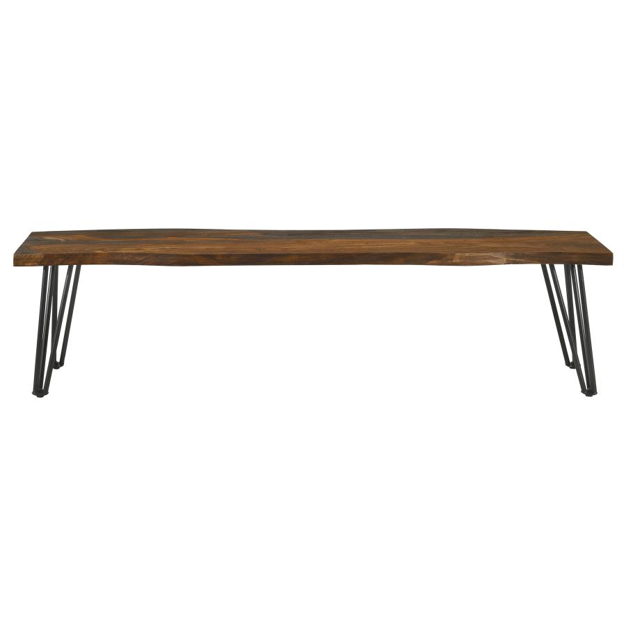 Neve Live Edge Wood Dining Bench Hairpin Legs Grey Sheesham view 3