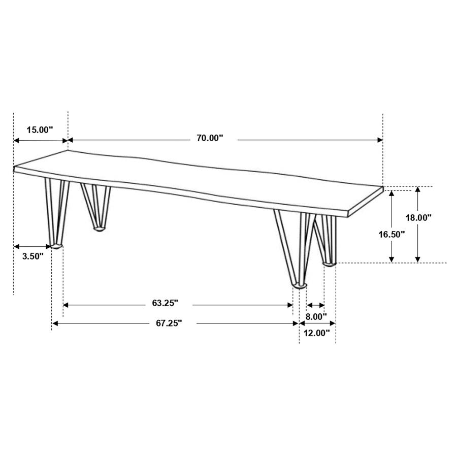 Neve Live Edge Wood Dining Bench Hairpin Legs Grey Sheesham view 6