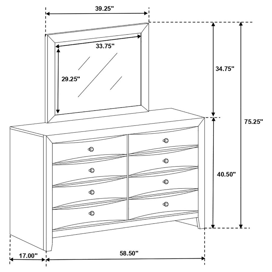 Briana 8-drawer Dresser with Mirror Black view 4