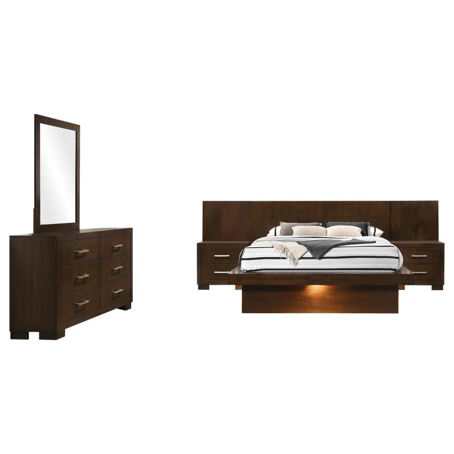 Jessica 5-piece Eastern King LED Bedroom Set Cappuccino view 2
