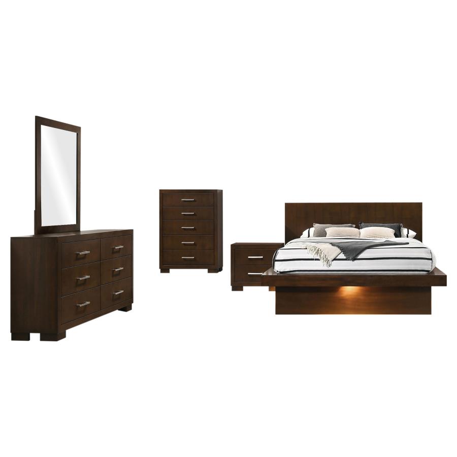 Jessica 5-piece Eastern King LED Bedroom Set Cappuccino view 2
