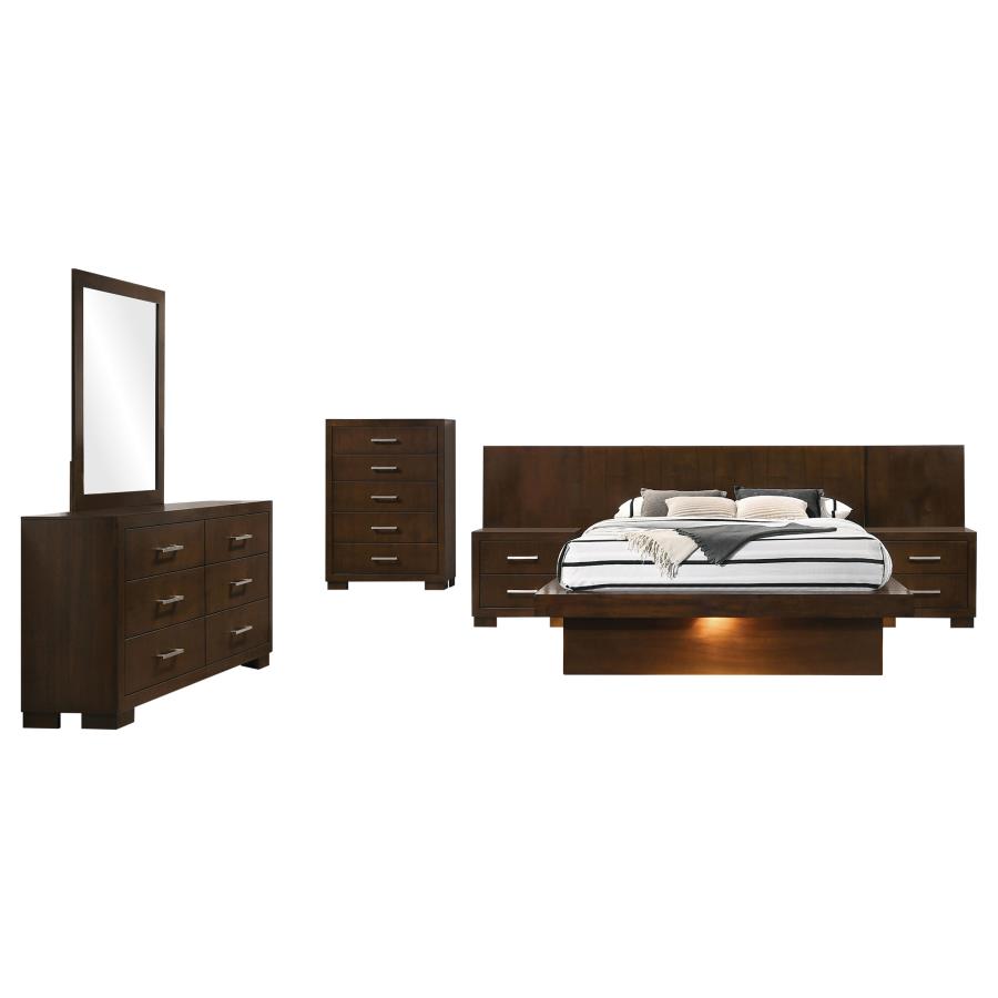 Jessica 6-piece Eastern King LED Bedroom Set Cappuccino view 2