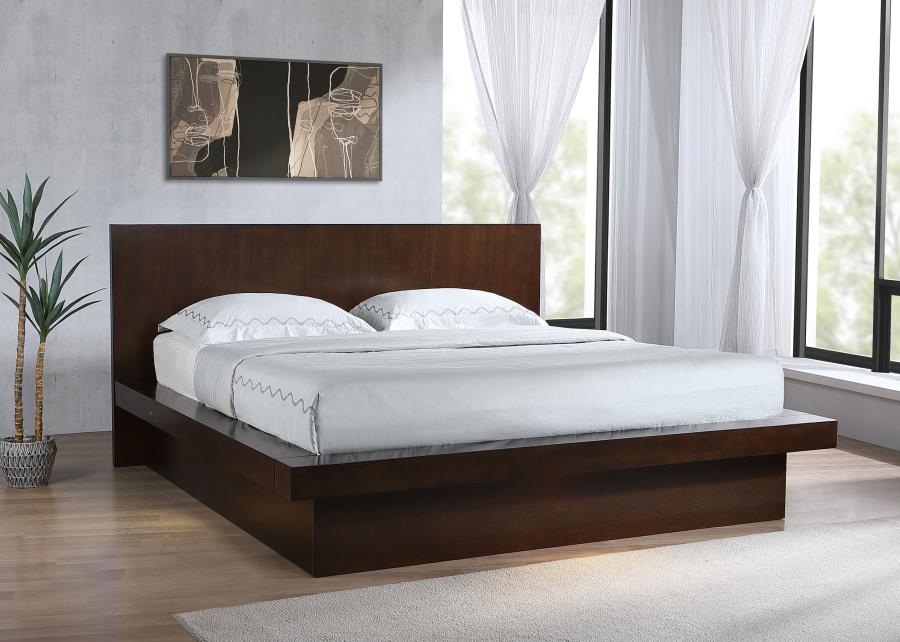 Jessica Wood Eastern King LED Panel Bed Cappuccino view 2