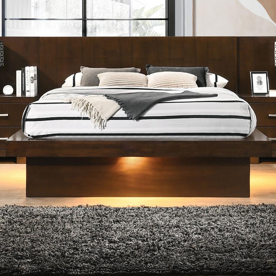 Jessica Wood Queen LED Panel Bed Cappuccino view 2