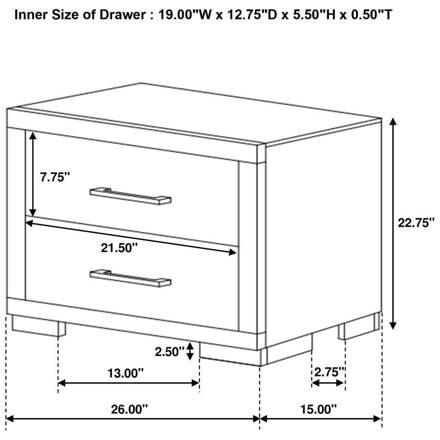 Jessica 2-drawer Nightstand Cappuccino view 7