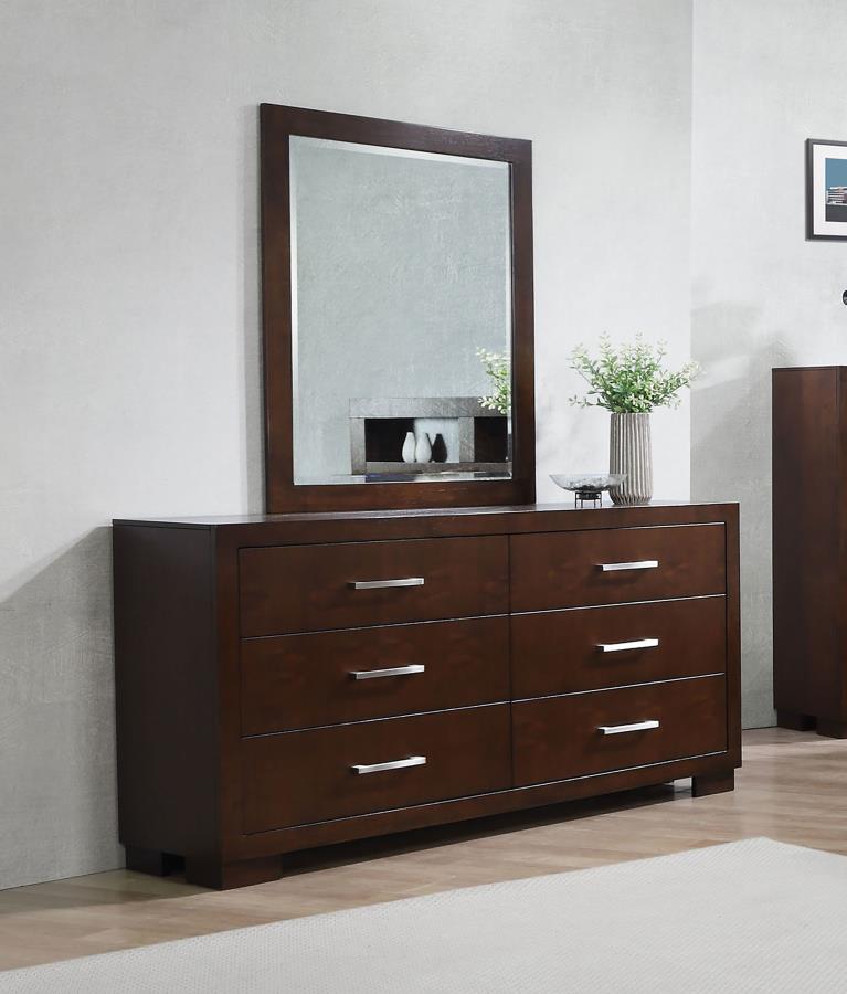 Jessica 6-drawer Dresser with Mirror Cappuccino view 2