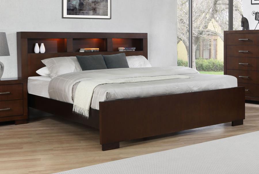 Jessica Eastern King LED Storage Bookcase Bed Cappuccino view 2
