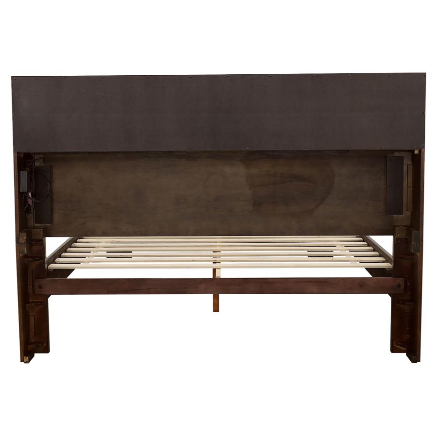 Jessica Eastern King LED Storage Bookcase Bed Cappuccino view 6