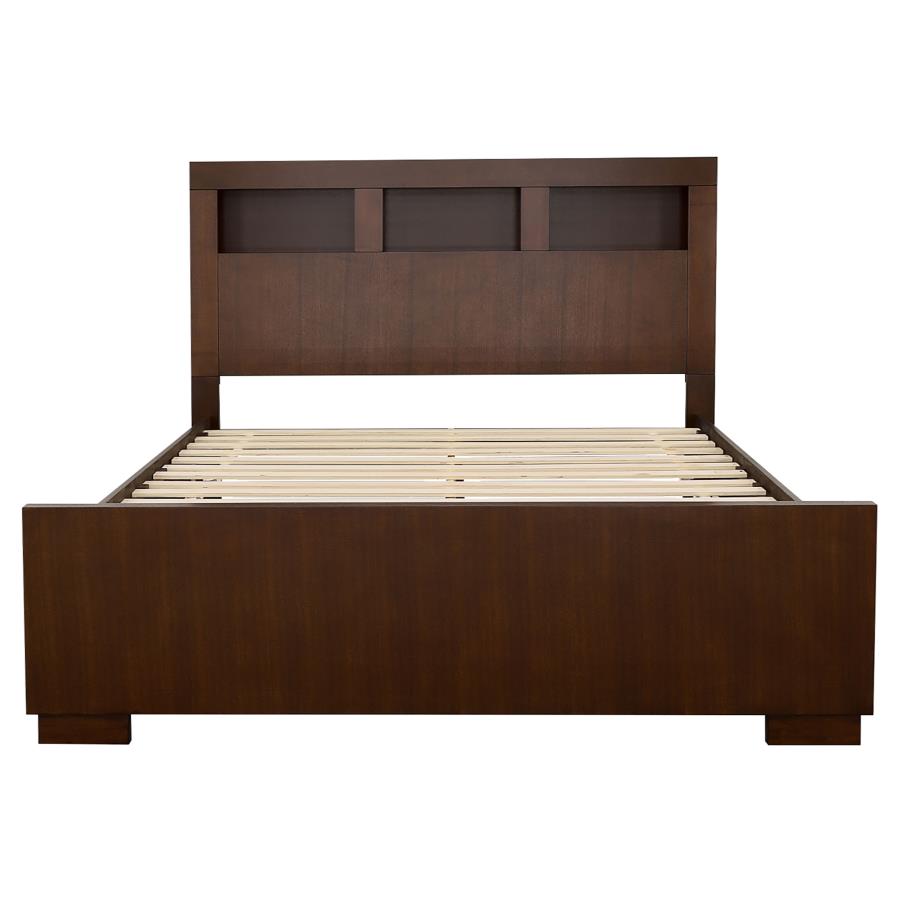 Jessica Wood Queen LED Storage Bookcase Bed Cappuccino view 3