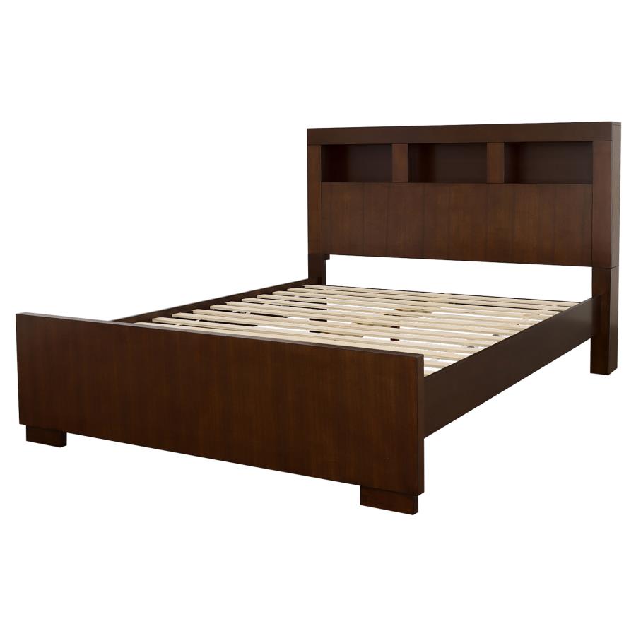 Jessica Wood Queen LED Storage Bookcase Bed Cappuccino view 4
