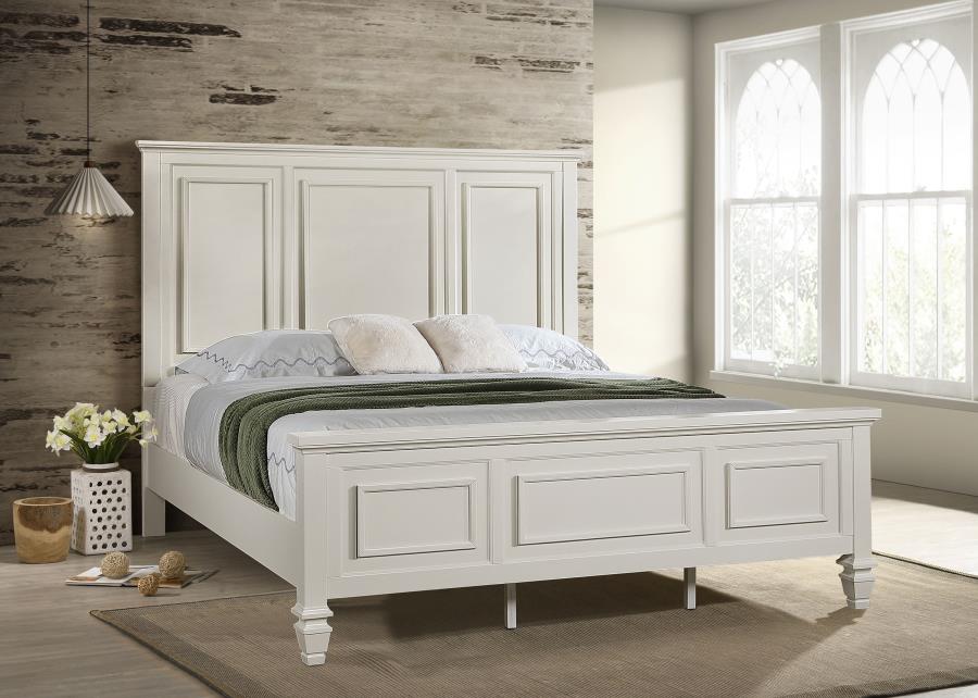 Sandy Beach 63-inch Eastern King Wood Panel Bed Cream White view 2