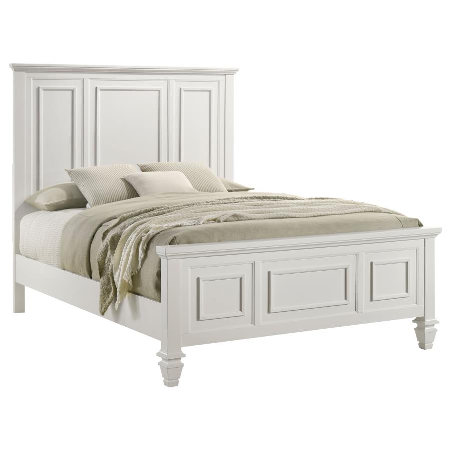 Sandy Beach Wood Queen Panel Bed Cream White view 3