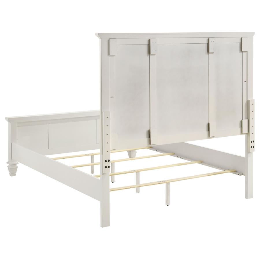 Sandy Beach Wood Queen Panel Bed Cream White view 4