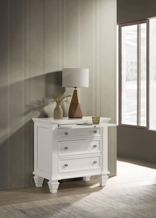 Sandy Beach 3-drawer Nightstand Cream White view 2