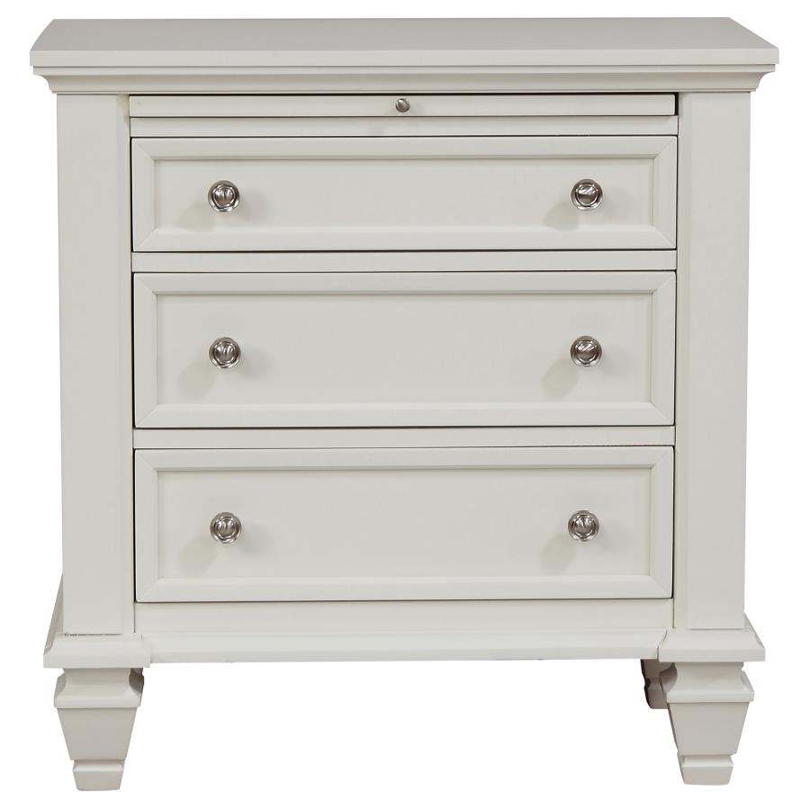 Sandy Beach 3-drawer Nightstand Cream White view 3