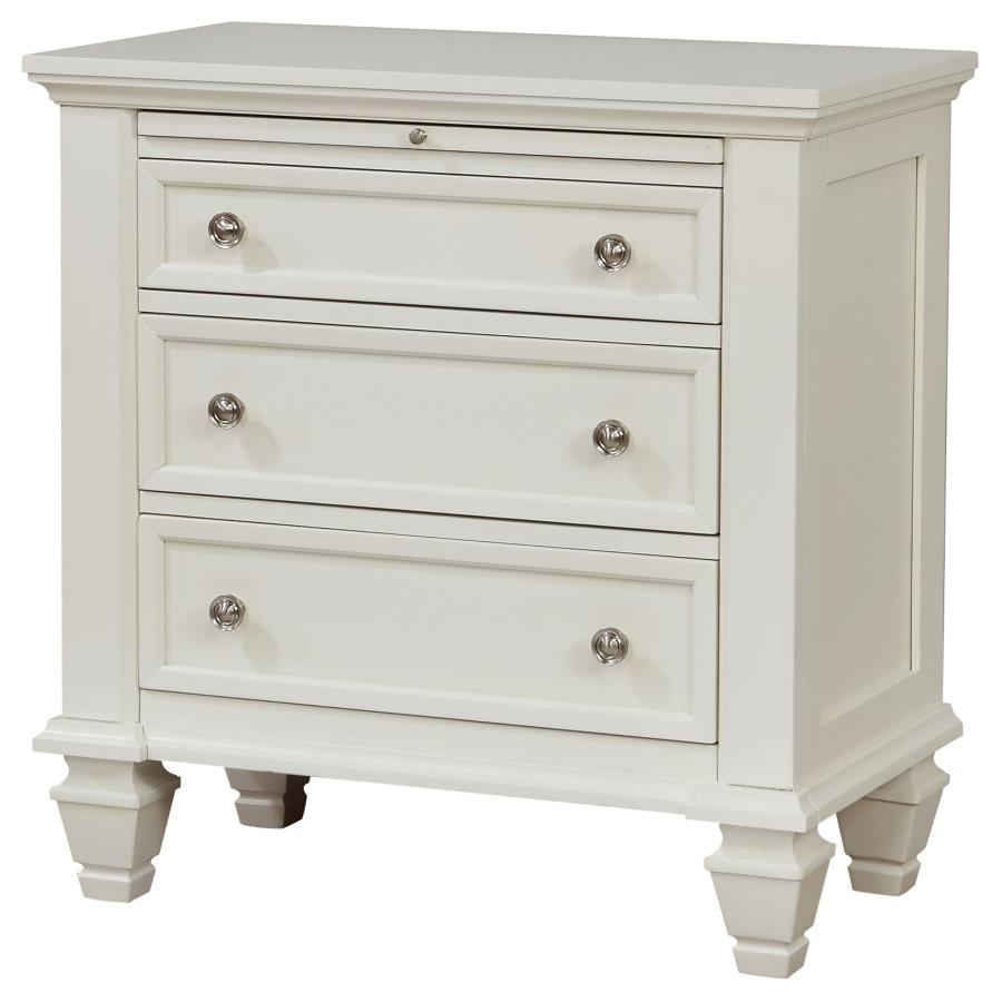 Sandy Beach 3-drawer Nightstand Cream White view 4
