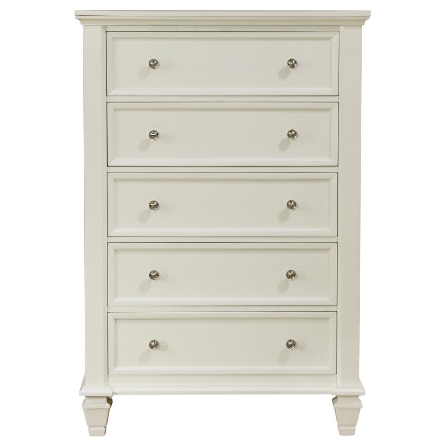 Sandy Beach 5-drawer Bedroom Chest Cream White view 3