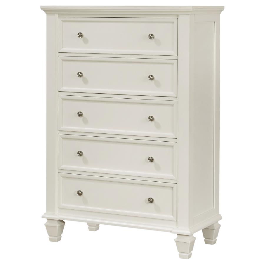Sandy Beach 5-drawer Bedroom Chest Cream White view 4