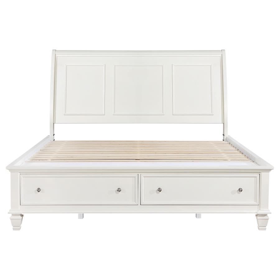 Sandy Beach Wood Eastern King Storage Panel Bed Cream White view 4