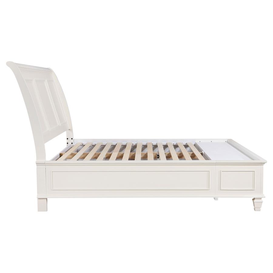 Sandy Beach Wood Eastern King Storage Panel Bed Cream White view 6