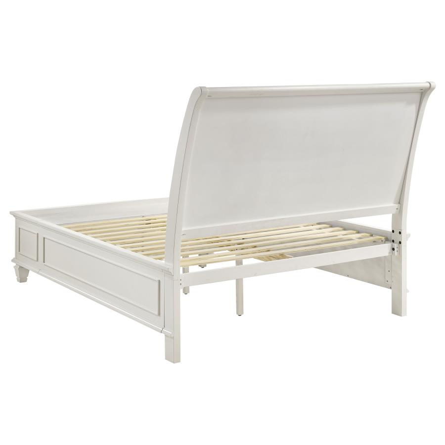 Sandy Beach Wood Queen Storage Panel Bed Cream White view 4